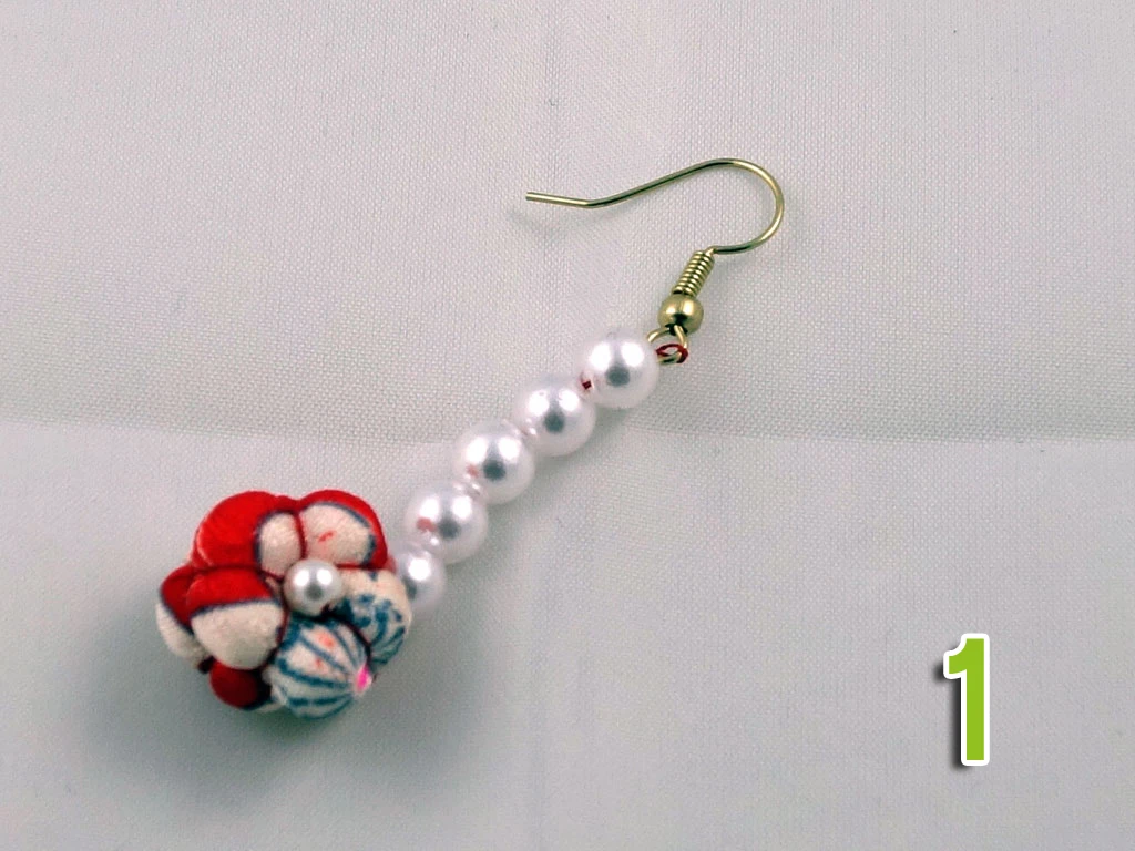 Paire De Boucle D'oreille Fleurs En Tissu De Kimono S – Image 3