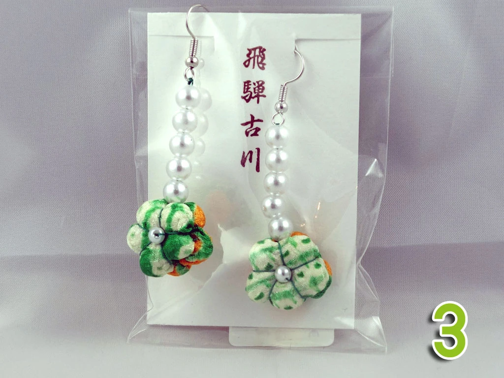 Paire De Boucle D'oreille Fleurs En Tissu De Kimono S – Image 6