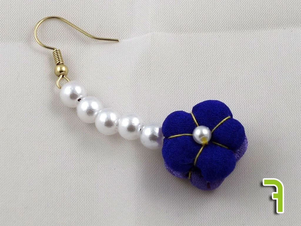 Paire De Boucle D'oreille Fleurs En Tissu De Kimono S – Image 17