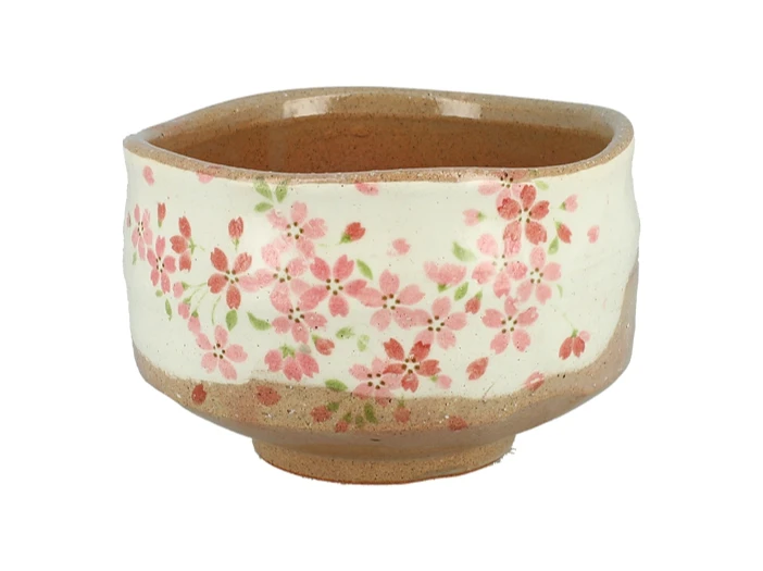Chawan / Bol Ă Matcha Beige Fleuri