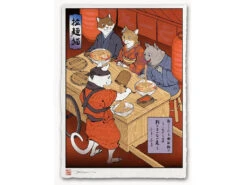 Estampe Ukiyo-e "Ramen Cats"