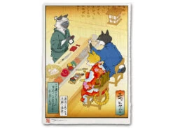 Estampe Ukiyo-e "Sushi Cats"