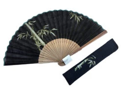 Eventail Homme "Bambou" Noir Avec Pochette