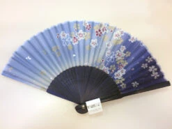 Eventail Bleu Nuit Sakura