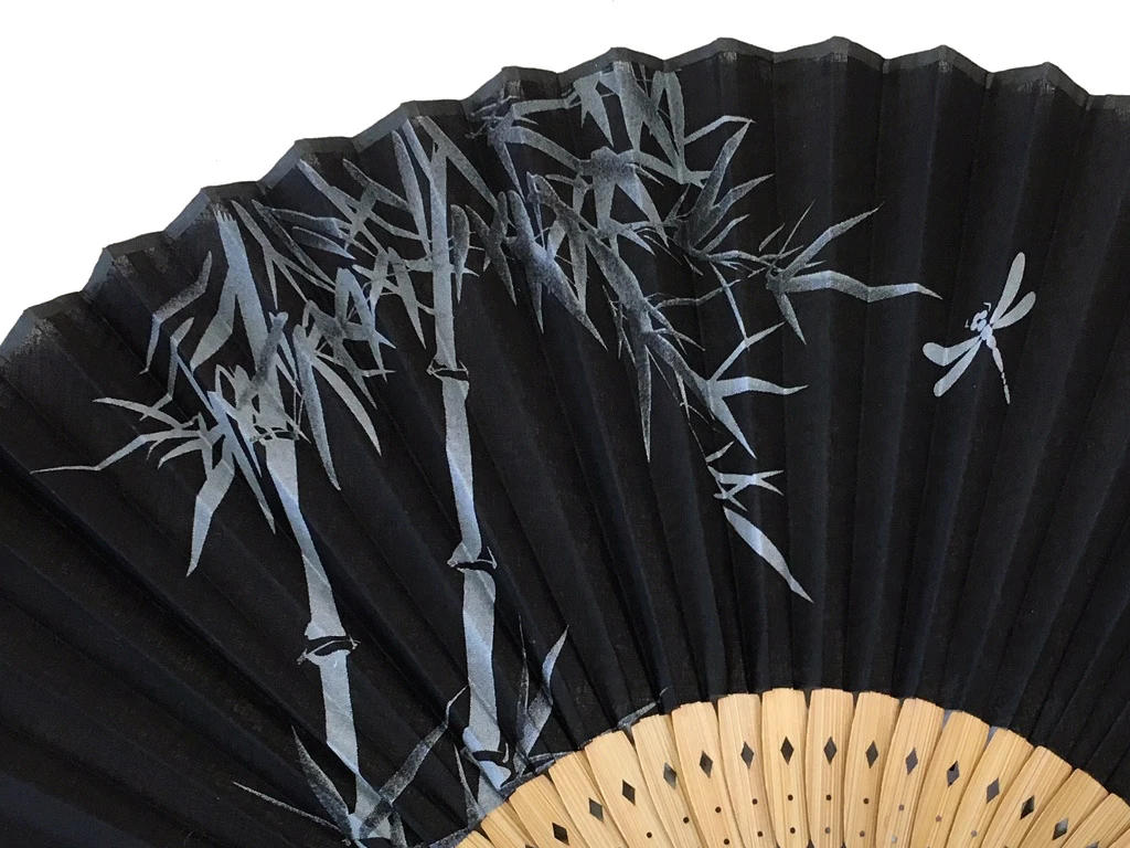 Eventail Homme "Bambou" Noir 2 Eventail Homme "Bambou" Noir – Image 2