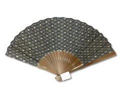 Eventail Bleu Indigo "asanoha" Avec Pochette