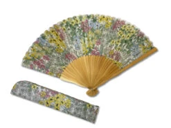 Eventail Fleurs Colorées Avec Pochette