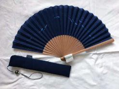 Eventail Homme Navy Poissons Avec Pochette