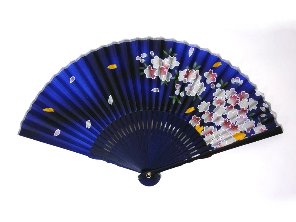 Eventail Bleu Nuit Envol De Sakura