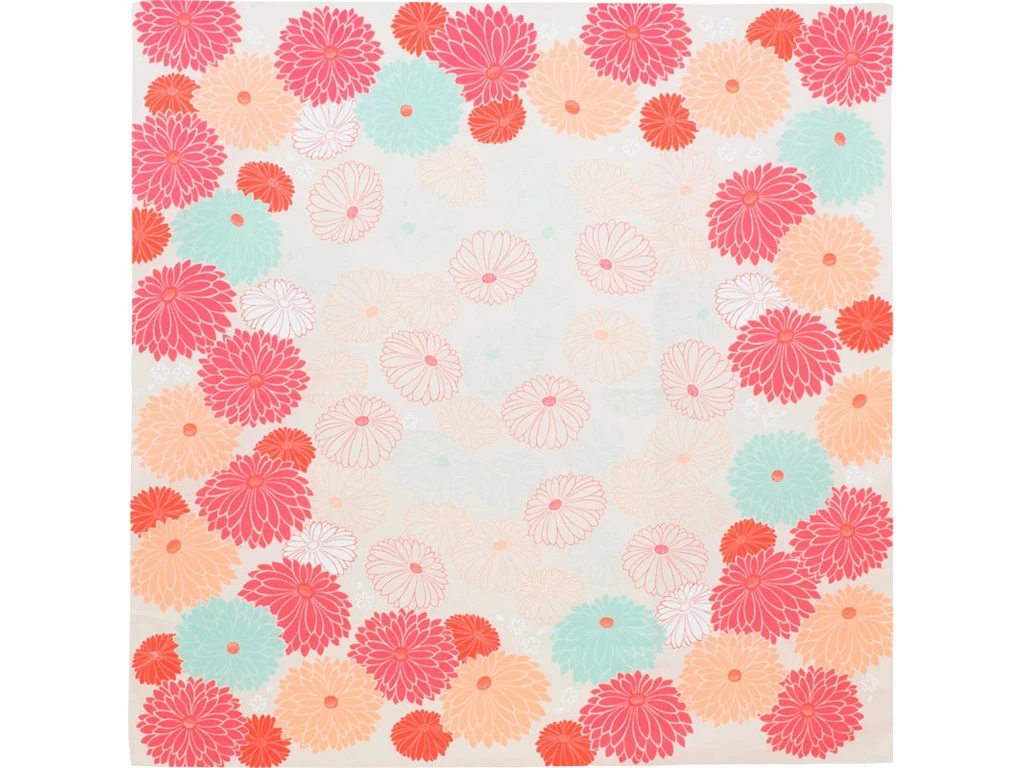 Furoshiki Chrysanthème Rouge - Coton Bio 100cm