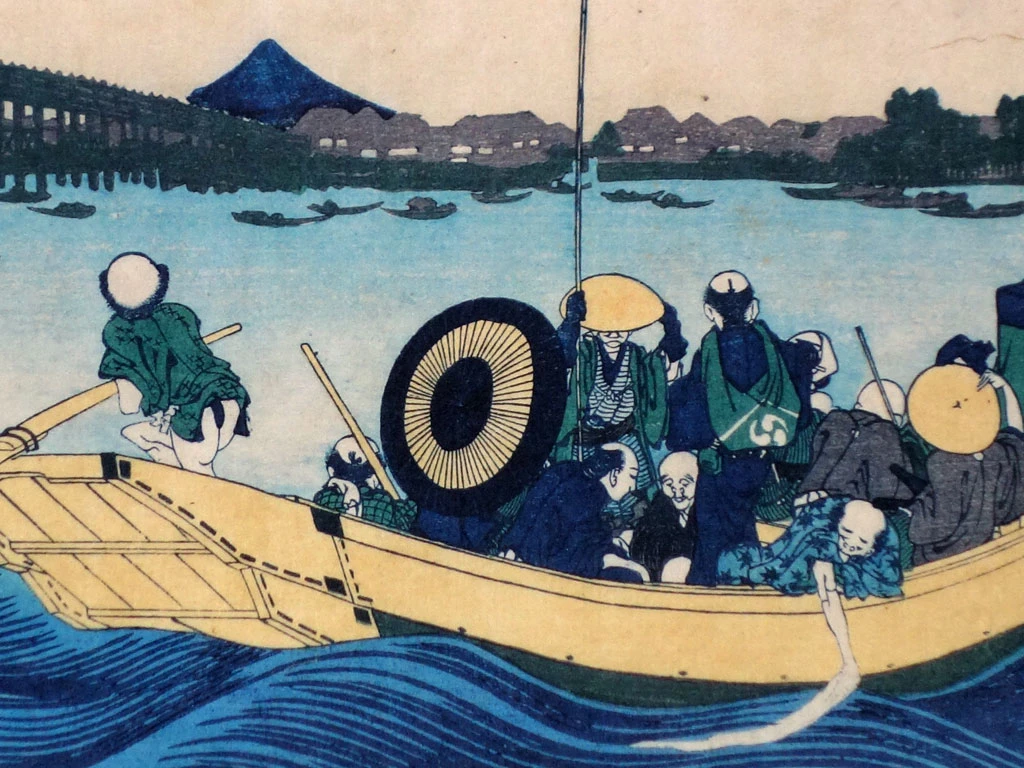 Estampe Japonaise "Pont Ryogoku" - 36 Vues Du Mont Fuji - Hokusai 2 Estampe Japonaise "Pont Ryogoku" - 36 Vues Du Mont Fuji - Hokusai – Image 2