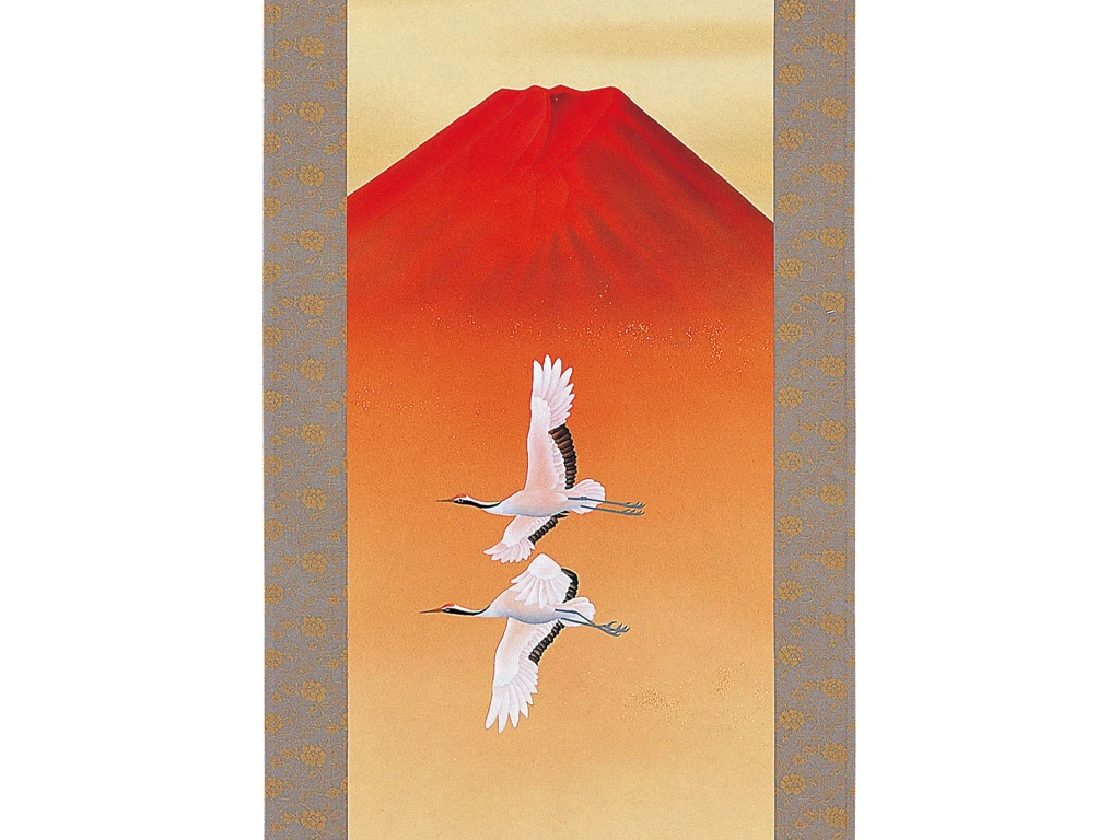 Kakejiku Aka Fuji & Grues 37x185cm A403