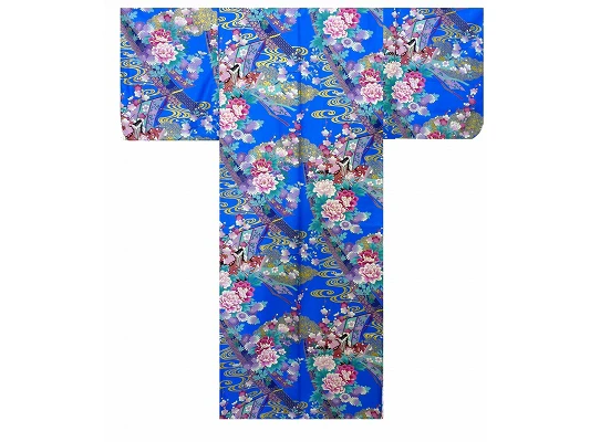 Kimono Satin Femme "petite Princesse" - Bleu 1 Kimono Satin Femme "petite Princesse" - Bleu