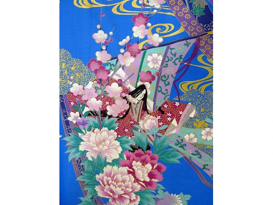 Kimono Satin Femme "petite Princesse" - Bleu 2 Kimono Satin Femme "petite Princesse" - Bleu – Image 2