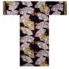 Kimono Satin Femme "éventails Fleuris" - Noir