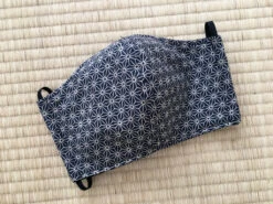 Masque De Protection Tissu Japonais - Asanoha Fond Noir