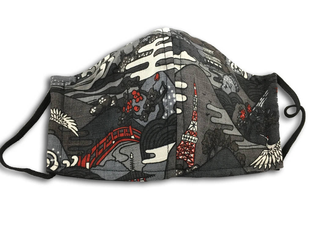 Masque De Protection Tissu Japonais - Bouddha Sur Fond Gris