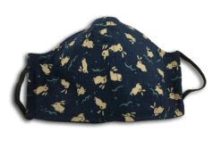 Masque De Protection Tissu Japonais - Petits Lapins Sur Fond Bleu
