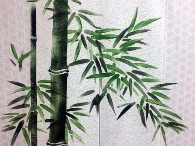 Noren Bambou Vert - Peint Main – Image 2