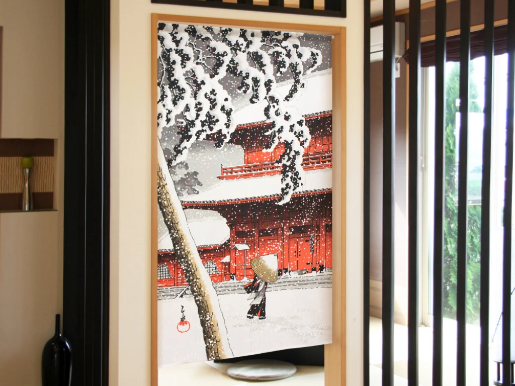 Noren Temple Sous La Neige