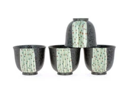 Set 4 Tasses Bande Claire Végétale