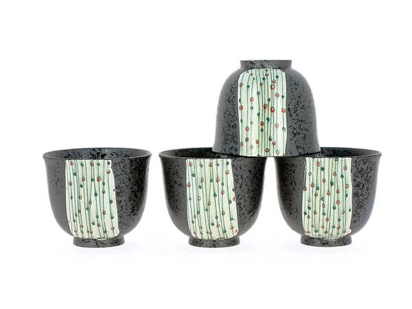 Set 4 Tasses Bande Claire Végétale