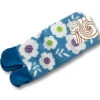 Chaussettes Tabi Fleurs Blanches Sur Fond Bleu 23-25cm