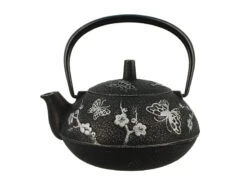 Théière Japonaise Fonte Papillons & Sakura Noire/argent 600ml