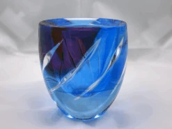 Vase Edo-Kiriko Zébrures Bleu/violet