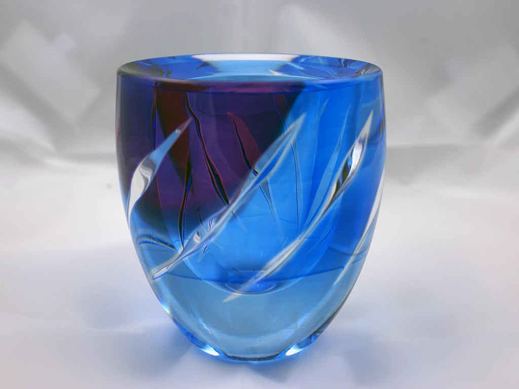 Vase Edo-Kiriko Zébrures Bleu/violet