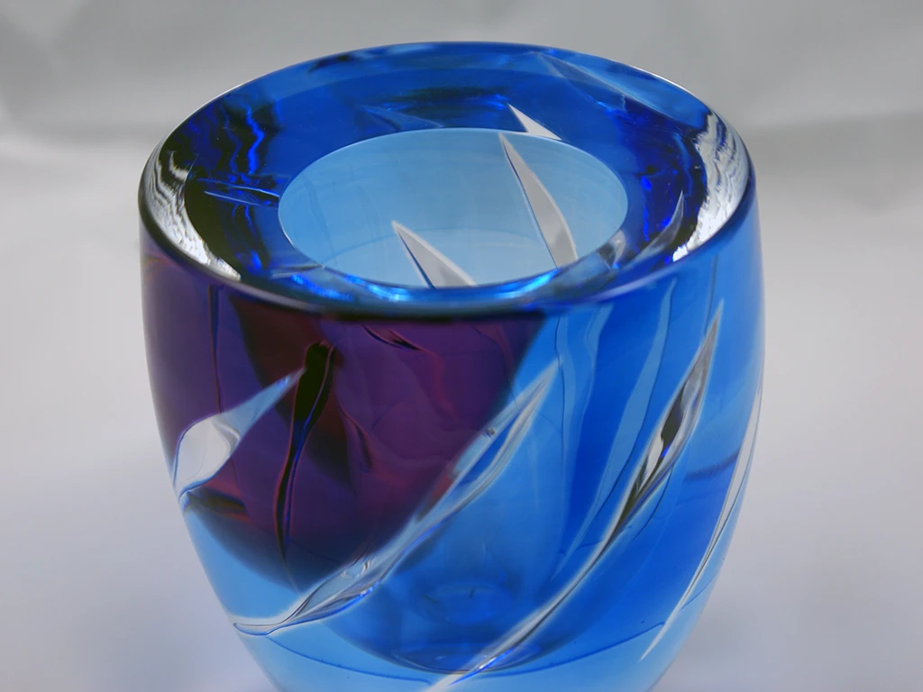 Vase Edo-Kiriko Zébrures Bleu/violet – Image 2