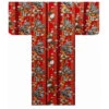 Yukata Femme "chrysantheme Et Rayures" - Rouge - Taille M